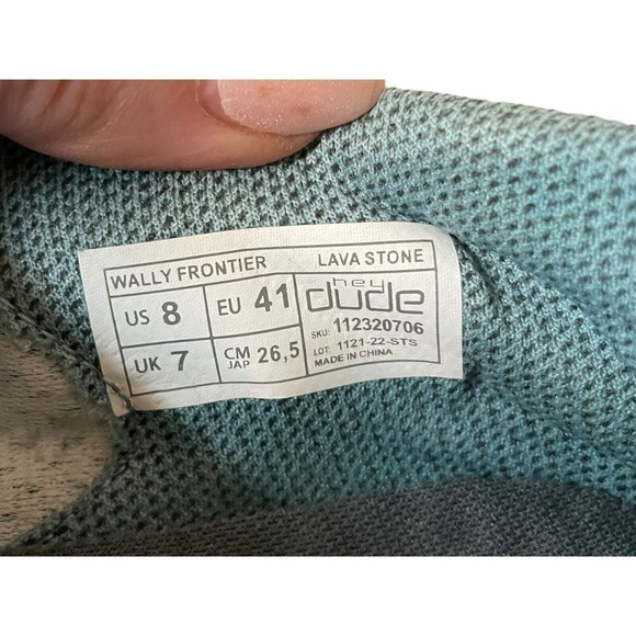 Hey Dude Wally Frontier Mens Size 8 Mesh Comfort Slip On Shoes Gray Lava Stone - Picture 5 of 9